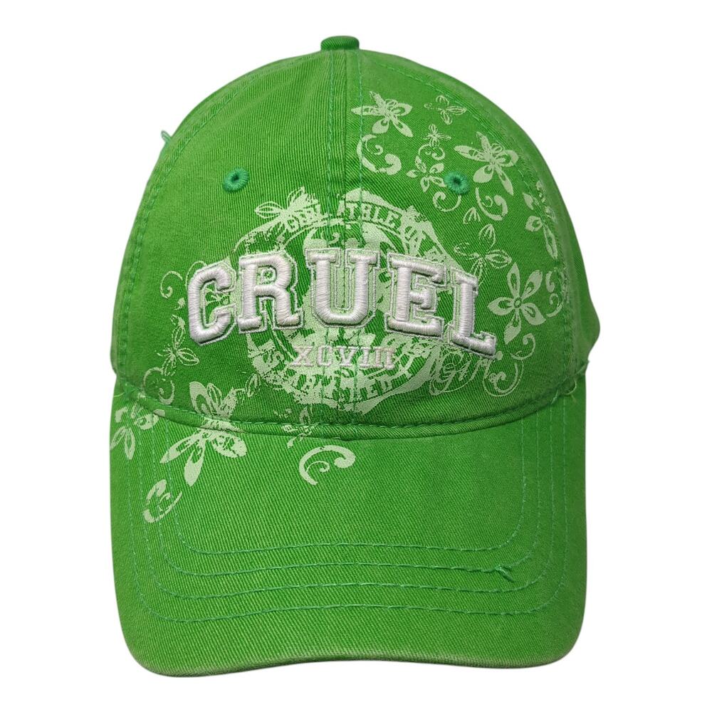 Cruel Girl Strapback Hat Green One Size Adjustable Embroidered 6 Panel
